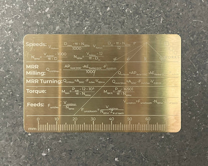 Machinist Reference Card