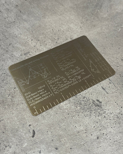 Machinist Reference Card